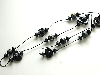 ボーン・ウッドビーズネックレス6141