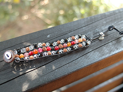 ルドラクシャと天然石のブレスレット・チャンルータイプ6295