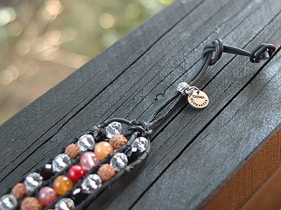 ルドラクシャと天然石のブレスレット・チャンルータイプ6295