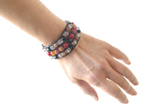 ルドラクシャと天然石のブレスレット・チャンルータイプ6295