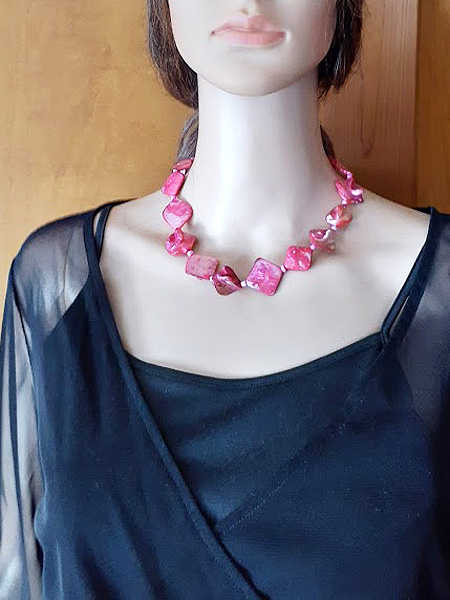 天然シェルネックレス6427F