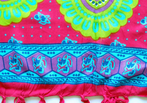 バリ島パレオ・華・ピンク15380Aアップ