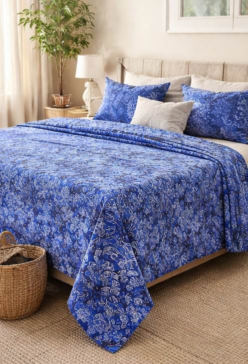 スタンプバティック15529をベッドカバーと枕カバーにした場合