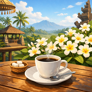 バリ島キンタマーニ高原のコーヒーを飲むイメージ