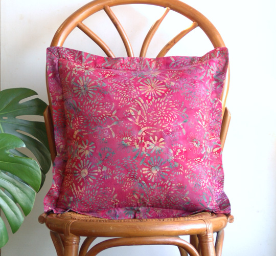 手染め・スタンプバティック・クッションカバー20148