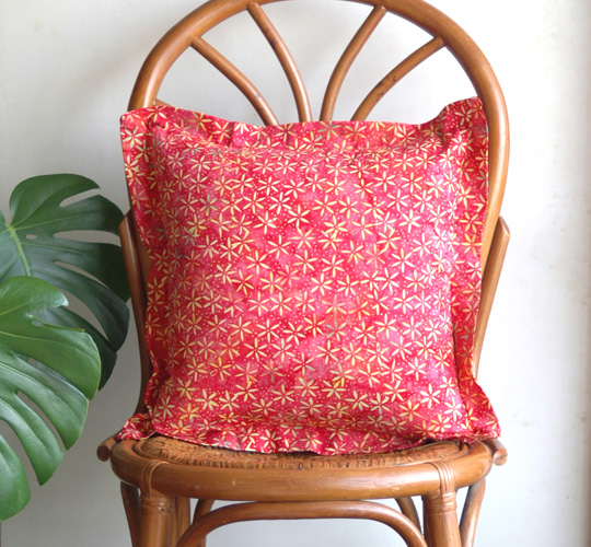 手染め・スタンプバティック・クッションカバー20154