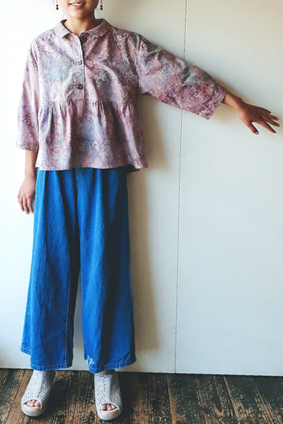 バティック・ギャザーブラウス70071