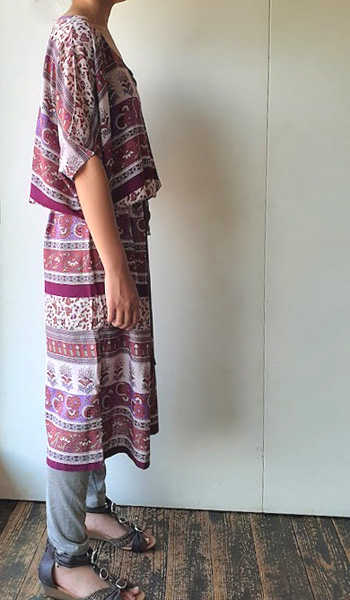 レーヨンバティック・着物スリーブワンピース横から