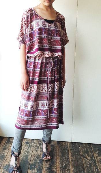 レーヨンバティック・着物スリーブワンピース70072