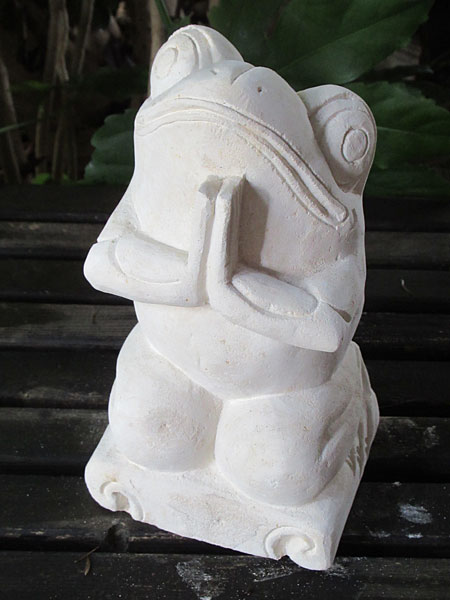 石像カエルお祈り・アウトレット11214C