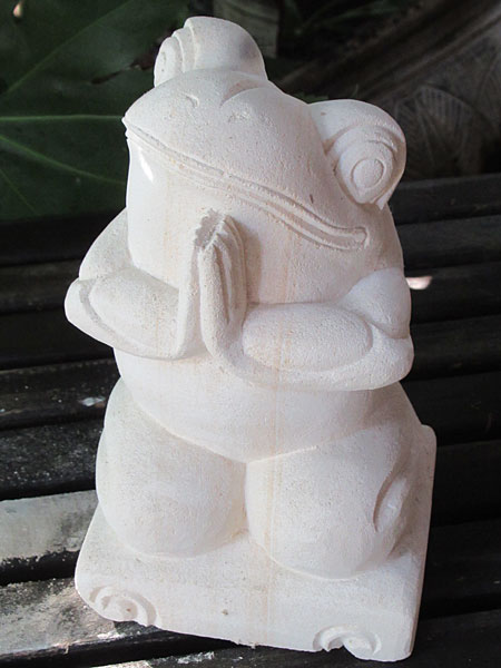 石像カエルお祈り・アウトレット11214H