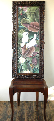 絵画・バリの鳥と花、サイズ