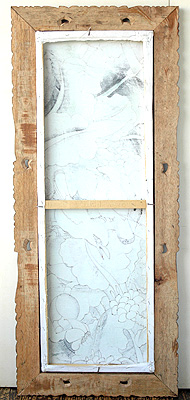 絵画・バリの鳥と花、裏の形態