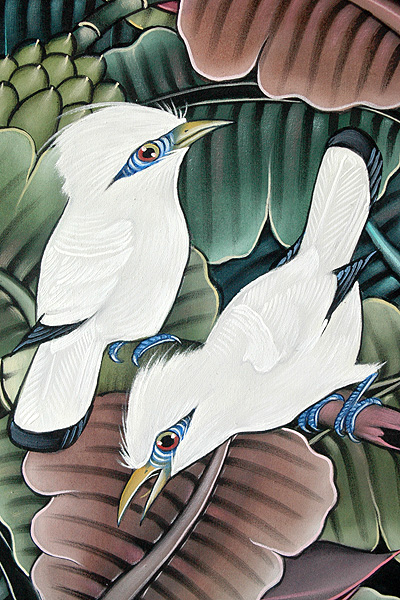 バリの鳥と花の絵画アップ